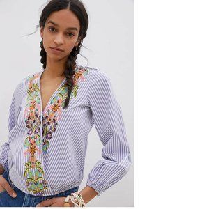 Anthropologie Artemis Embroidered Blouse size S new with tag